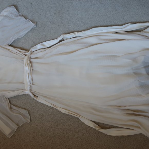 WAYNE COOPER Wrap Dress Silk Size 2 - Cream/Wedding/Bridal/Engagement - Picture 8 of 9